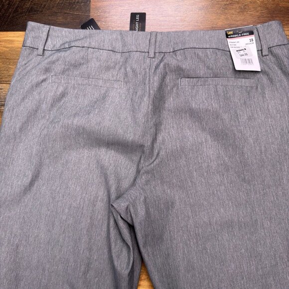 Lee Relaxed Fit Straight Leg Pants Womens 18M Gray Mid Rise Wrinkle Free New - Picture 10 of 14